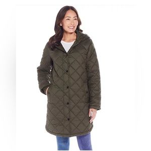 Weatherproof Hooded Diamond Quilted Coat